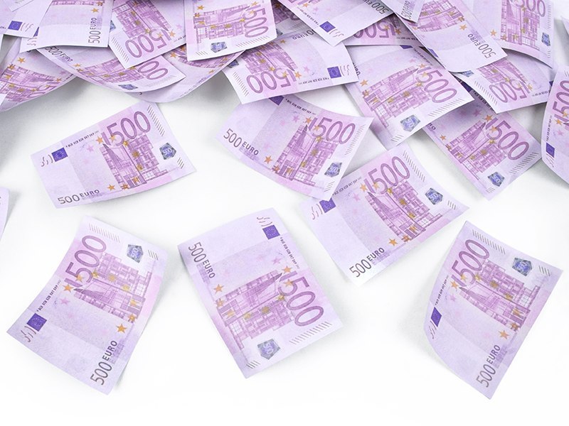 Tuba z banknotami 500 euro, 60cm