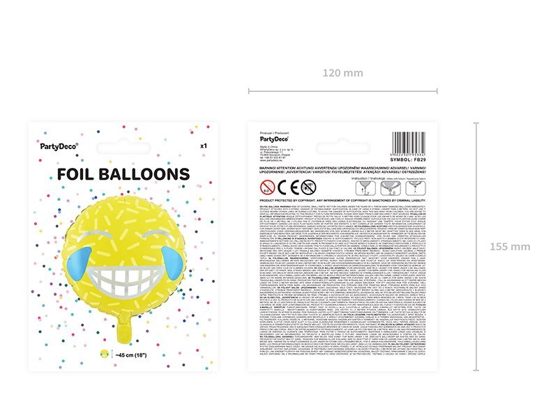 Balon foliowy Emotikon - Uśmiech, 45cm