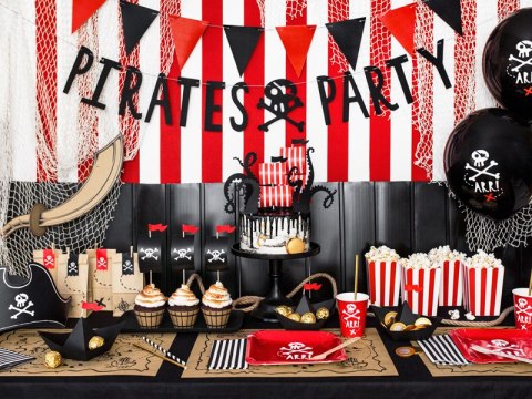 Baner Piraci - Pirates Party, czarny, 14x100cm