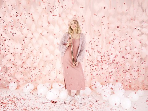 Tuba z sercami, różowe złoto, 60cm