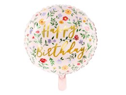 Balon foliowy Happy Birthday, 35cm, jasny różowy