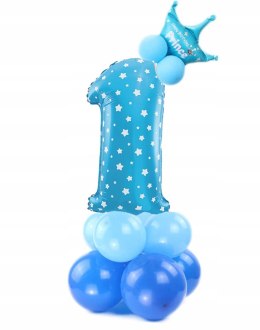 Balon cyfra 1 urodziny ozdoby korona na roczek