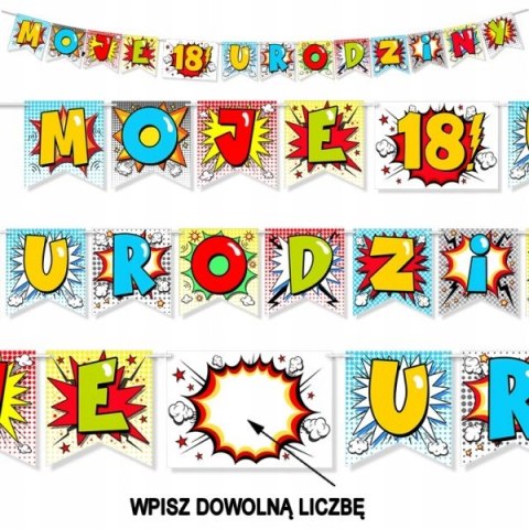 Girlanda na roczek baner napis moje urodziny 15wz