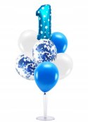 Stojak na balony z konfetti balon cyfra 1 ROCZEK
