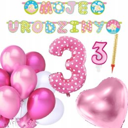 Balony girlanda baner cyfra 3 na trzecie urodziny
