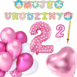 Dekoracje ozdoby balony cyfra 2 na drugie urodziny
