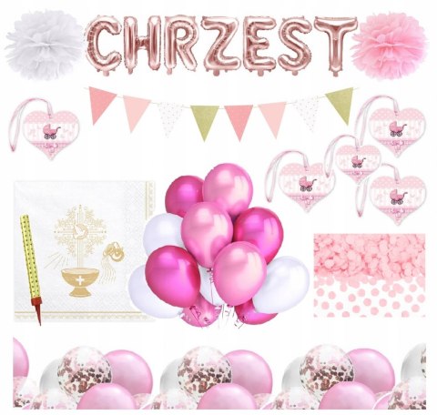 Serwetki złote różowe na CHRZEST dziewczynki x20