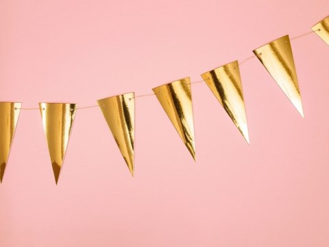 Girlanda flagietki złote ozdoby panieński urodziny