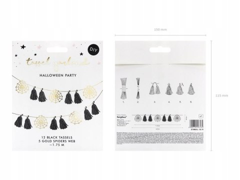 Girlanda pajęczyny czarne złote na Halloween 175cm