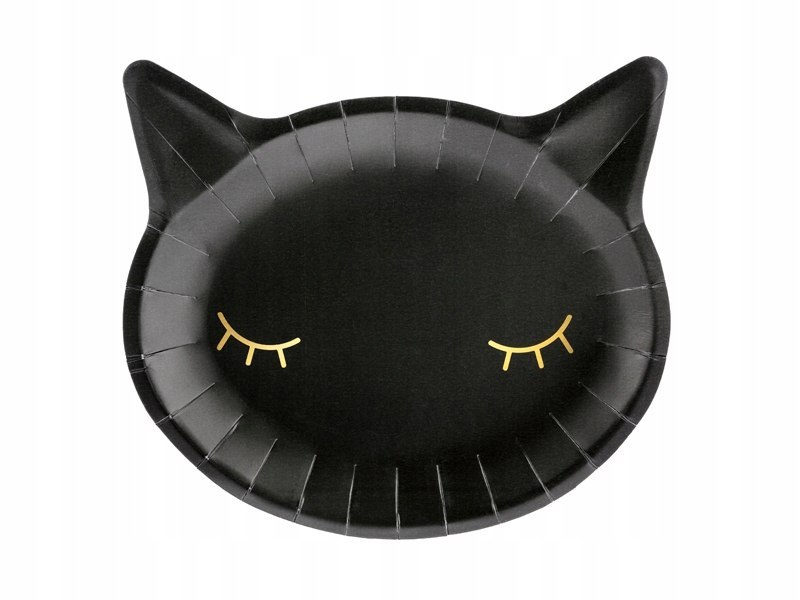 Talerzyki CZARNY KOTEK kot Halloween dla dzieci x6