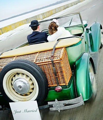 Dekoracja girlanda na maskę auto samochód do ślubu