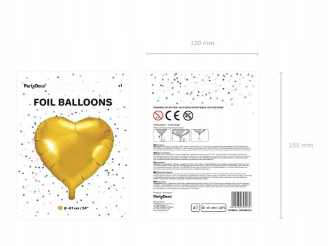 Balon na hel złote serce serduszko Gigant 61cm