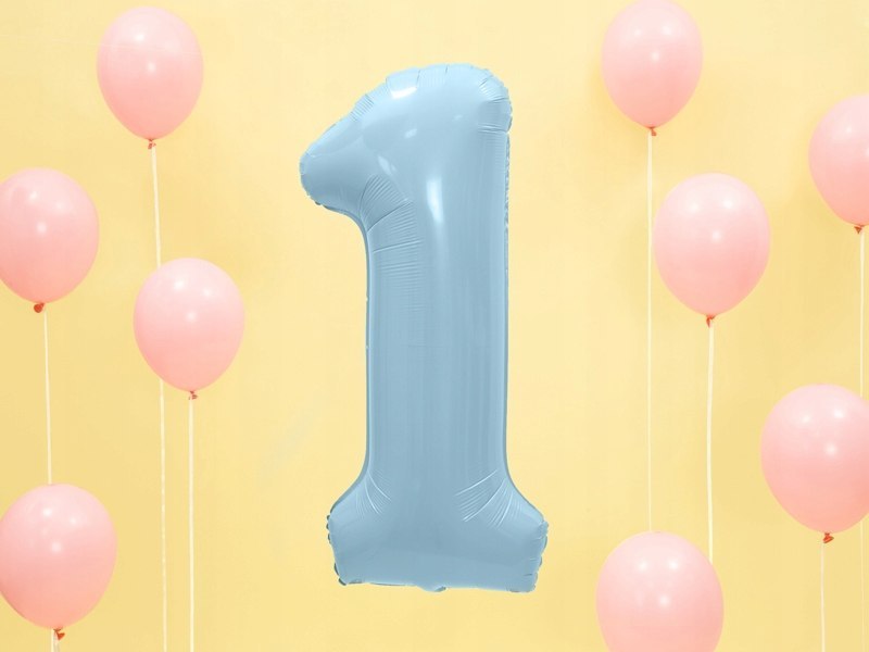 Balony z konfetti napis cyfra 1 zestaw na ROCZEK