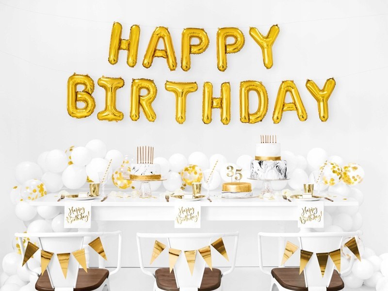 Balony cyfry złote dekoracje ZESTAW na 18 urodziny
