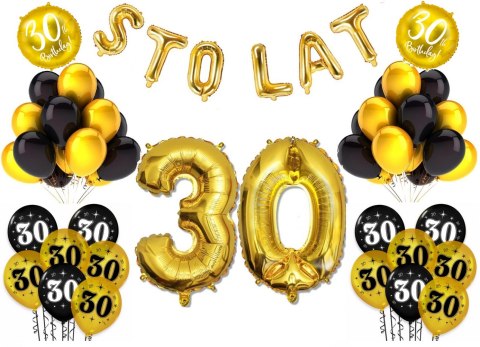 Balony na trzydzieste cyfry z liczbą 30 urodziny