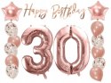 Balony z konfetti baner napis na 30 urodziny hel