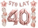 Balony z konfetti napis STO LAT na 40 urodziny hel