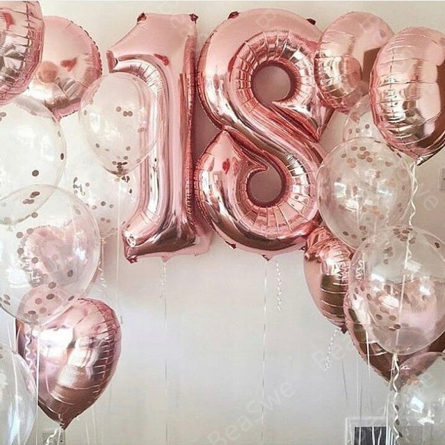 Balony z konfetti napis STO LAT na 50 urodziny hel