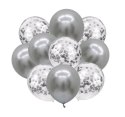 Balony z konfetti srebrne x10 + stojak do balonów