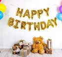 Balony z konfetti złote na HEL zestaw urodzinowy