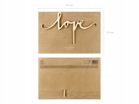 Topper drewniany Love figurka na tort weselny Ślub