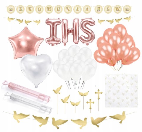 Girlanda baner balony na komunię napis IHS 4kolory