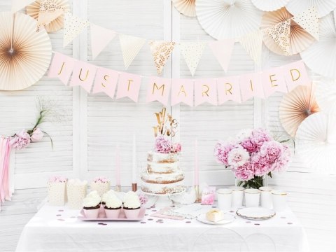 Kubeczki papierowe białe złote na komunię 260ml x6