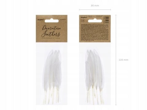 Piórka dekoracyjne białe na komunię pióra 8szt.
