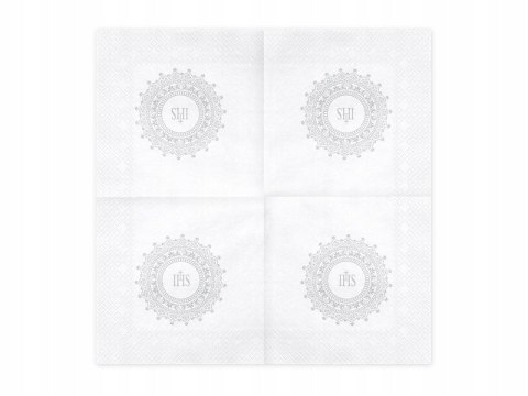 Serwetki komunijne białe srebrne hostia IHS 20szt.