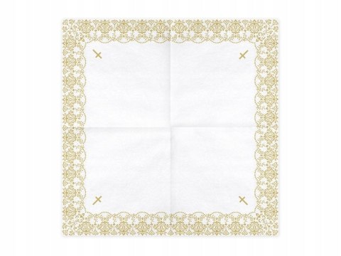 Serwetki na komunię białe złote ornament x20 2wz