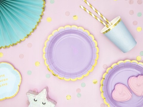 Słomki papierowe w paski białe złote na komunię x6