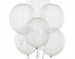 Balony przezroczyste krystaliczne białe WESELE x12