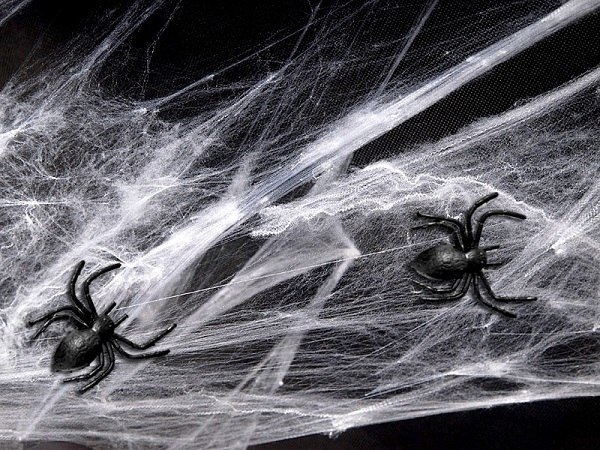 Duża sztuczna pajęczyna na Halloween + 2 pająki