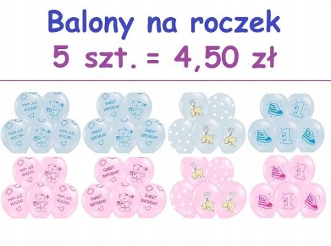 Balony miś słonik trampek na roczek urodziny PROMO