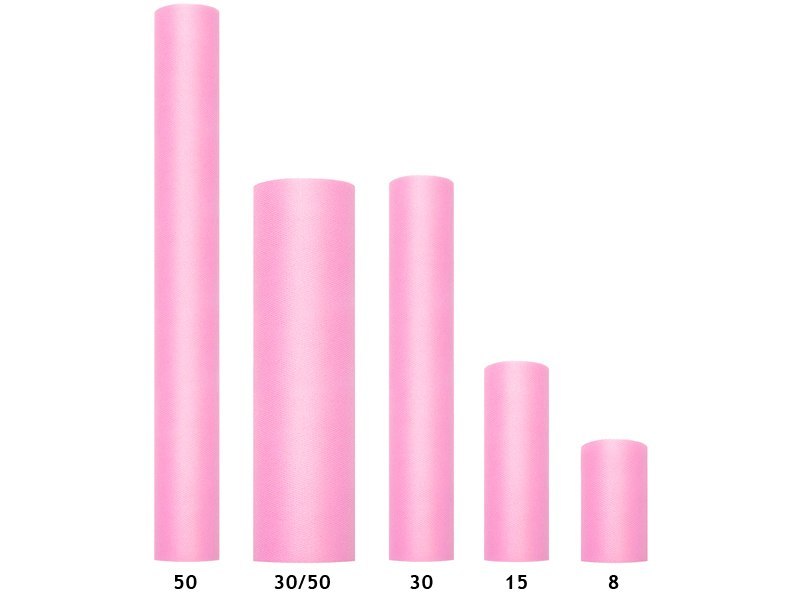 Tiul gładki, sztywny, j. różowy, 0,3 x 50m (1 szt. / 50 mb.)