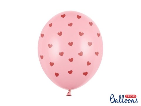 Balony 30 cm, Serca, Pastel Baby Pink (1 op. / 6 szt.)