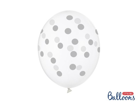 Balony 30cm, Kropki, Crystal Clear (1 op. / 6 szt.)
