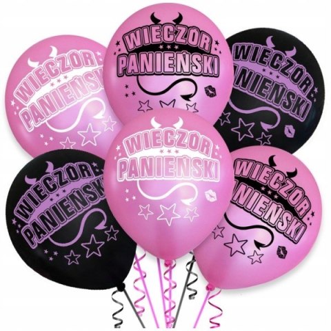 Balony na wieczór panieński różowe czarne HEL x20