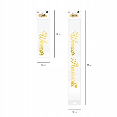 Szarfa na wieczór panieński biała złota satynowa