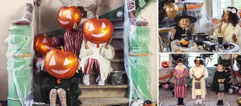 Balony literki napis Halloween czarny pomarańczowy