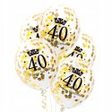 Balony z konfetti złote ozdoby na 40 urodziny x15