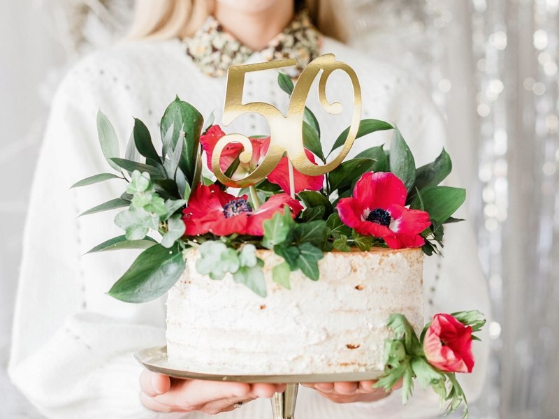 Topper na tort złoty ozdoby 30 40 50 60 urodziny