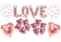 Balon serce napis LOVE rosegold na Walentynki Ślub