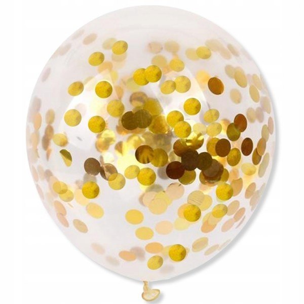 Złote balony IHS z konfetti komunijne na I Komunię