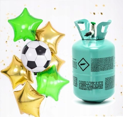 Balony na piłkarskie urodziny 7szt + butla z helem