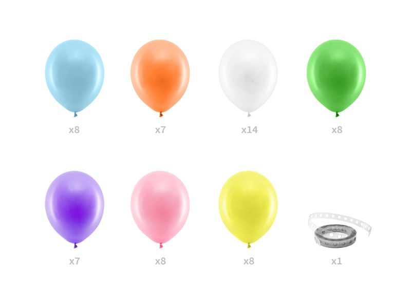 Girlanda balonowa - Tęcza, 200cm, 60 elementów