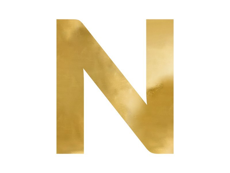 Litera lustrzana ''N'', złoty, 53x60 cm