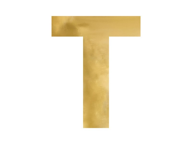 Litera lustrzana ''T'', złoty, 48x60 cm