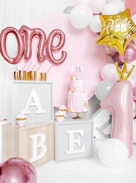 Balony baner IMIĘ DZIECKA cyfra 1 urodziny roczek