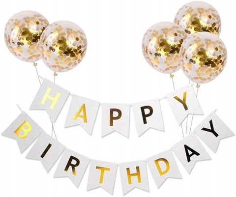 Baner Happy Birthday balony na KAŻDE 1-99 urodziny